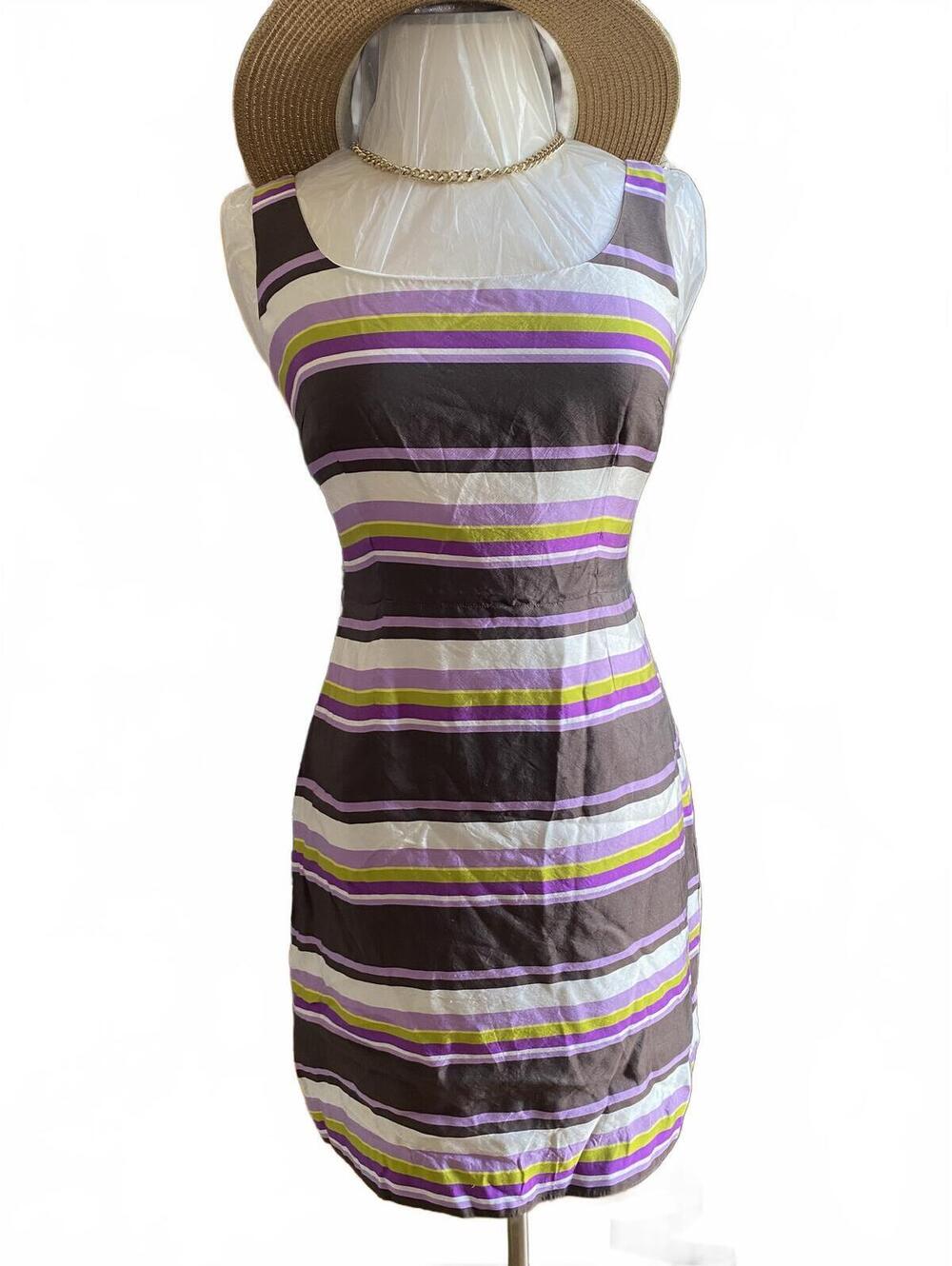 Kate Spade Sleeveless Striped Sheath Dress with Scoop Neck Size Small